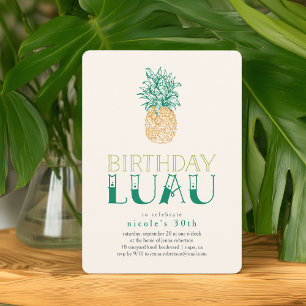 Vintage Pineapple Luau Födelsedagsfest inbjudan