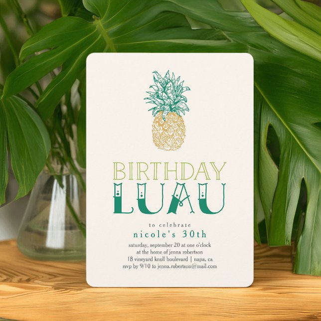 Vintage Pineapple Luau Födelsedagsfest inbjudan (Skapare uppladdad)