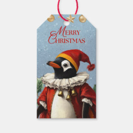 VINTAGE PINGVIN PRESENTKORT GOD JUL PRESENTETIKETT