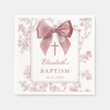 Vintage Pink Bow Floral Baptism Christening