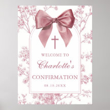 Vintage Pink Bow Floral Confirmation Welcome Sign