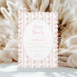 Vintage Pink Floral Baby Shower  Inbjudningar