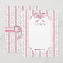 Vintage Pink Floral Coquette Bow Custom Name