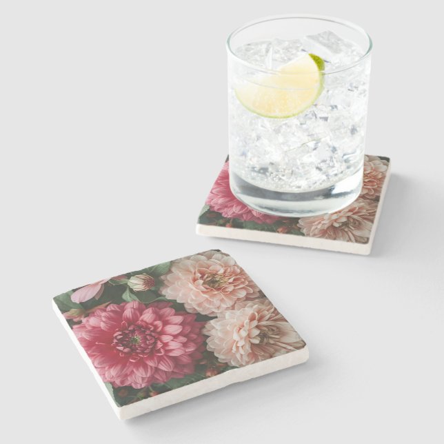 Vintage Pink Flowers Stenunderlägg (Sidan)