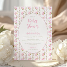 Vintage Pink Rose Baby Shower  Inbjudningar