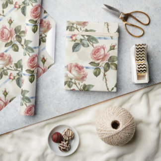 Vintage Pink Rose Presentpapper