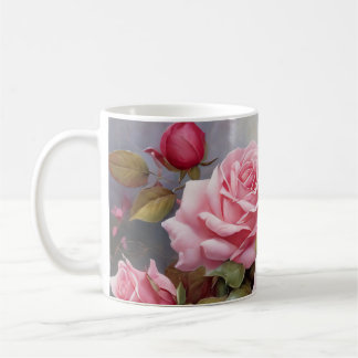 Vintage Pink Roses Kaffemugg