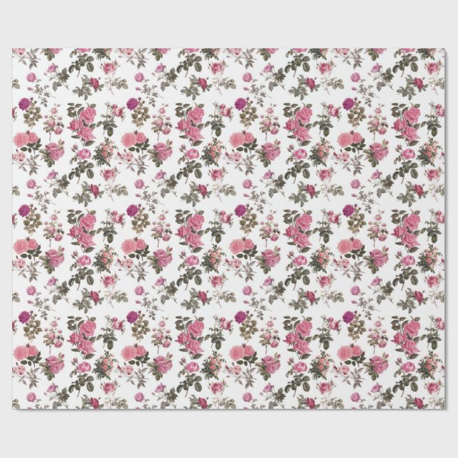 Vintage Pink Roses Presentpapper (Platt)