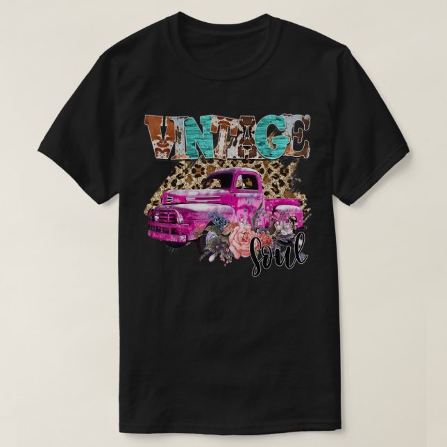 Vintage Pink Truck  T Shirt (Design framsida)