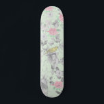 Vintage Pink White Mint Bird Floral Collage Mini Skateboard Bräda 18,5 Cm<br><div class="desc">This Vintage pink,  mint green,  and white features cute birds and elegant vintage classy floral design on a mint background.</div>