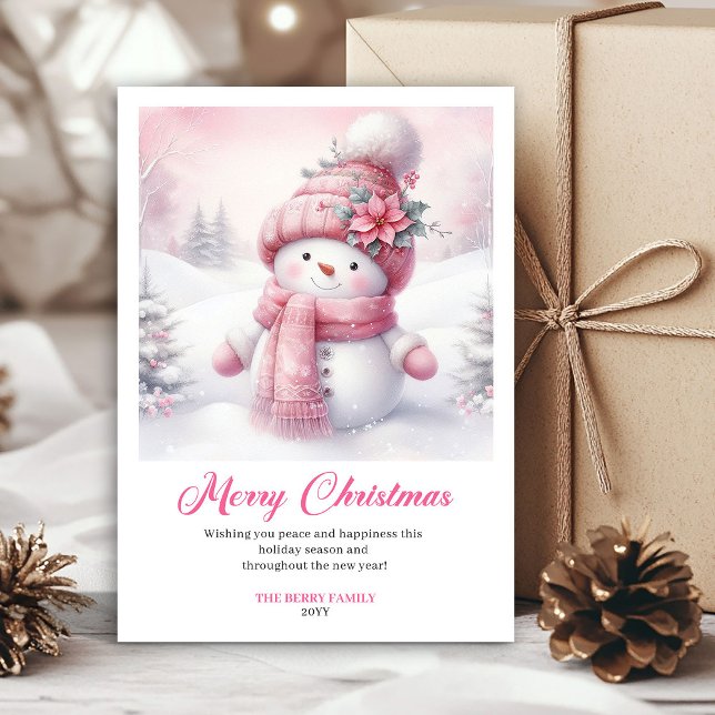 Vintage Pinkmas Editable Christmas Scene Greeting  Julkort (Vintage Pinkmas Editable Christmas Scene Greeting Card

)