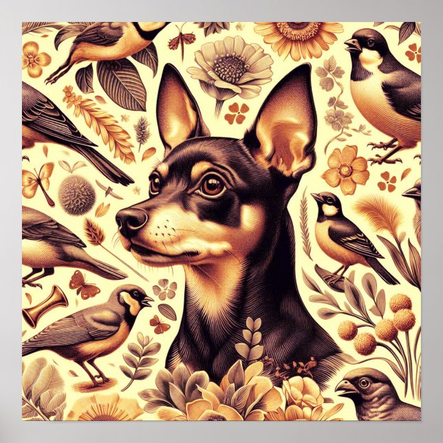 Vintage Pinscher Illustration Poster (Framsidan)