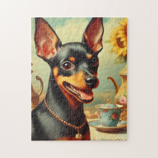 Vintage Pinscher-målning Pussel (Vertikal)