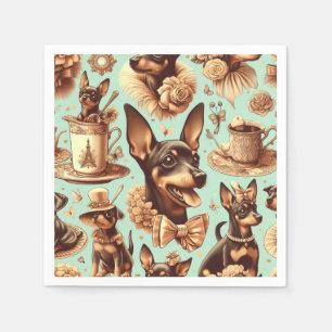 Vintage Pinscher Sömlös illustration Pappersservett