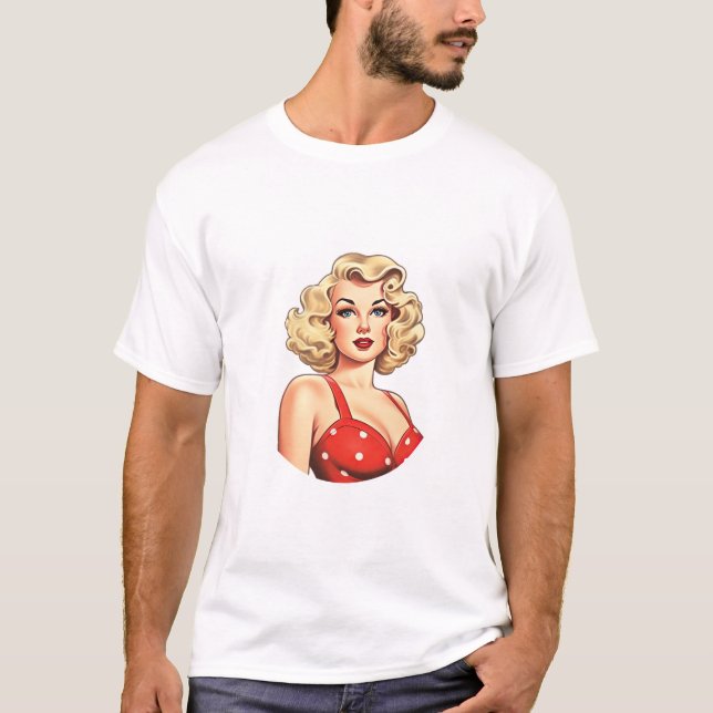 Vintage Pinup Beauty T Shirt (Framsida)