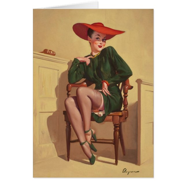 Vintage Pinup Birthday Hälsningskort (Framsidan)
