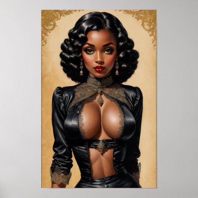 Vintage Pinup Black Girl Poster (Framsidan)