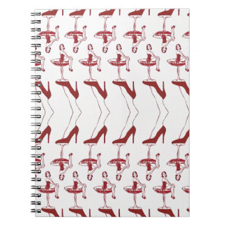 Vintage Pinup Cocktailglas Akvarellhäfte Anteckningsbok