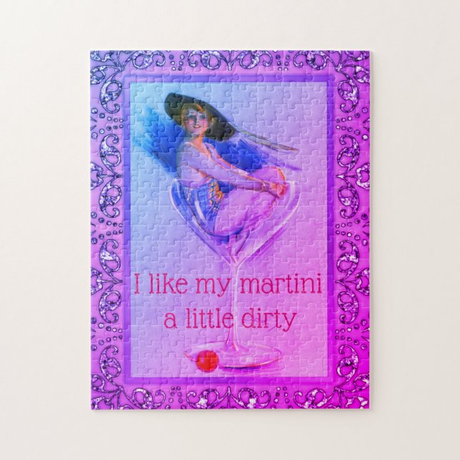 Vintage pinup flicka martini pussel (Vertikal)