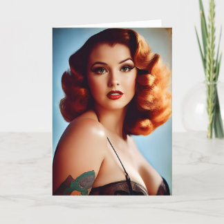 Vintage Pinup födelsedag Kort