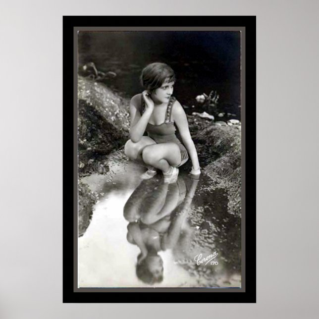 Vintage Pinup - fotoutskrift B/W Poster (Framsidan)