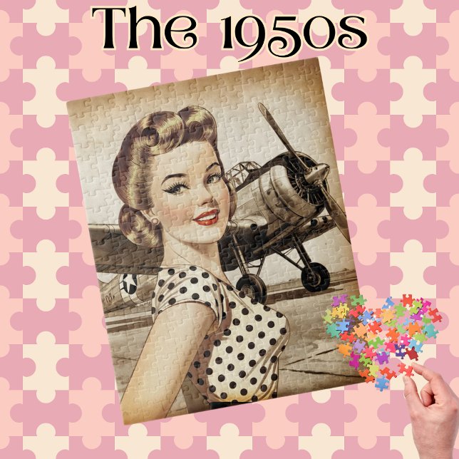 Vintage Pinup Girl & WW2-flygplan, Elegant Pussel (Skapare uppladdad)