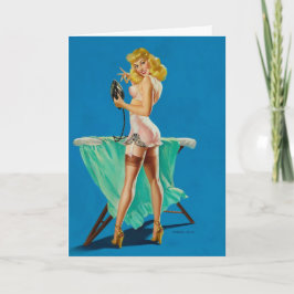 Vintage Pinup Ironing, födelsedag Kort