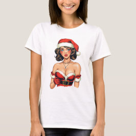 Vintage Pinup Jultomten Girl T Shirt
