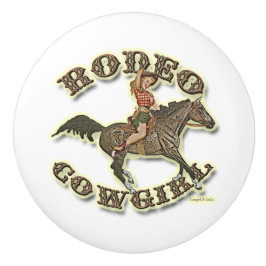 Vintage Pinup Rodeo Cowgirl Drawer Drag Knopp