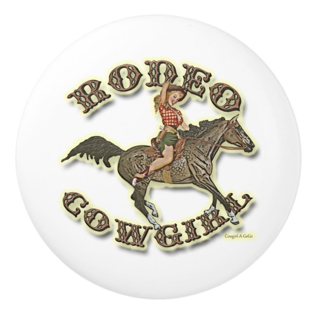 Vintage Pinup Rodeo Cowgirl Drawer Drag Knopp (Framsidan)