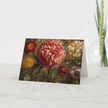 Vintage Pion och Fjäril Botanisk Oljemålning