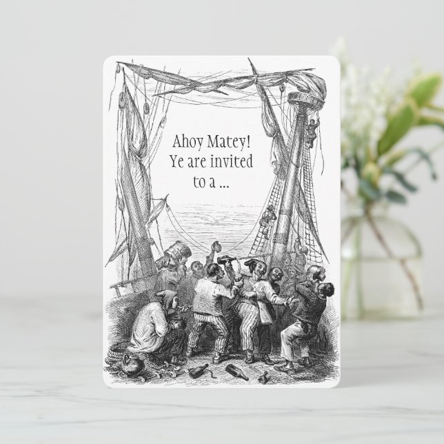 Vintage Pirat Buccaneer Födelsedagsfest inbjudan (Stående Fram)