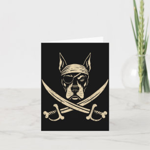 Vintage Pirat Dobermann Korsben Dobie Hundälskare Kort