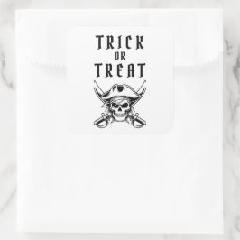 Vintage Pirat Dödskalle Trick Or Treat Halloween Fyrkantigt Klistermärke