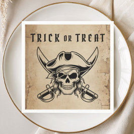 Vintage Pirat Dödskalle Trick Or Treat Halloween Pappersservett
