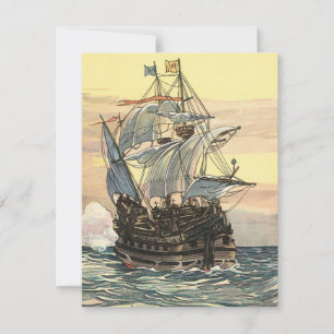 Vintage Pirat Frakt, Galleon Sailing on Ocean Inbjudningar