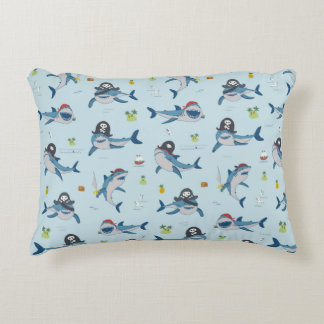 Vintage pirat haj, rolig vild av havsdjur, dr prydnadskudde