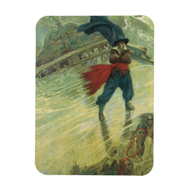 Vintage Pirat, Howard Pyles flygande dutchman Magnet (Vertikal)