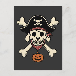 Vintage Pirat Hund Halloween Dödskalle Korslagda B Vykort