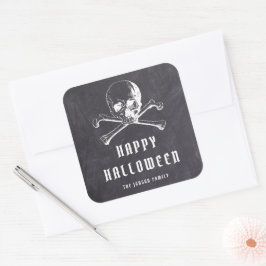 Vintage Pirat Kalle och Ben Svart Halloween  Fyrkantigt Klistermärke