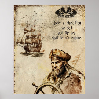 Vintage pirat kapten och frakt poster