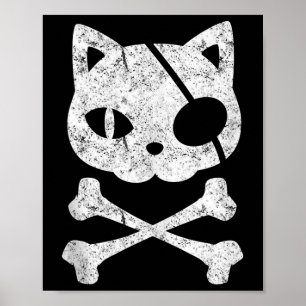 Vintage Pirat Kat Kitten Halloween Skull Kor Bo Poster