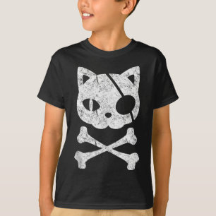 Vintage Pirat Kat Kitten Halloween Skull Kor Bo T Shirt