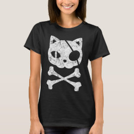 Vintage Pirat Kat Kitten Halloween Skull Kor Bo T Shirt