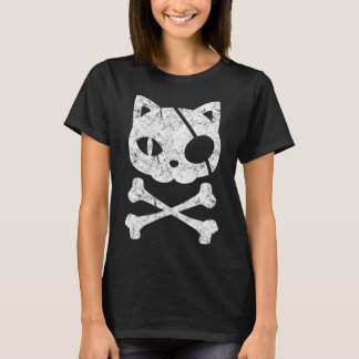 Vintage Pirat Kat Kitten Halloween Skull Kor Bo T Shirt