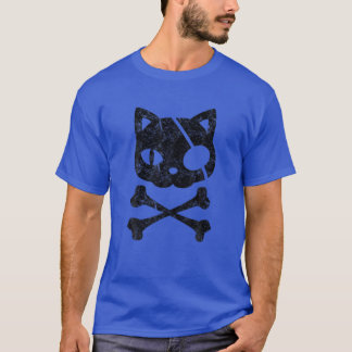 Vintage Pirat Kat Kitten Halloween Skull Kor Bo T Shirt