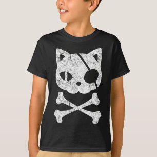 Vintage Pirat Kat Kitten Halloween Skull Kor Bo T Shirt