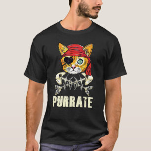 Vintage Pirat kattskinn och korsben Halloween T Shirt