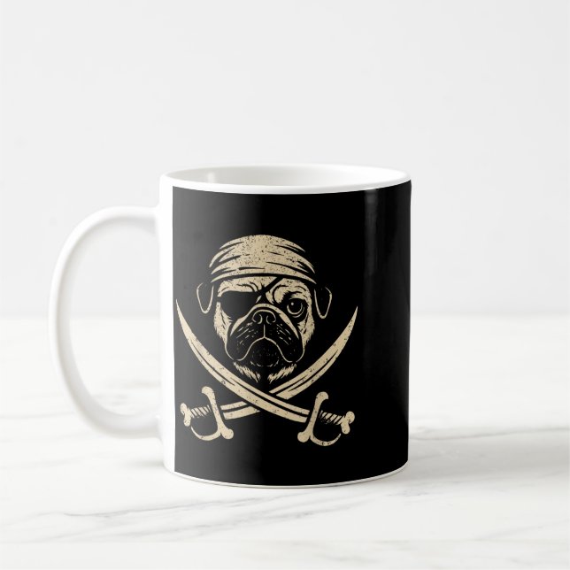 Vintage Pirat Pug Kranium Hundälskare Kaffemugg (Vänster)