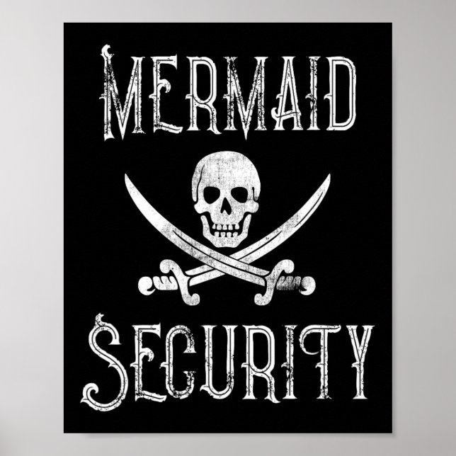 Vintage Pirat Sjöjungfru Security Merman Protectio Poster (Framsidan)